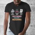 Rock Paper Scissors Teacher Librarian Nothing Beats Reading Men's V-Neck T-Shirt, funny design