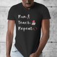 Run Teach Repeat Teacher Running Saying Slogan Runner Men's V-Neck T-Shirt, funny design Run Teach Repeat Teacher Running Saying Slogan Runner Men's V-Neck T-Shirt, funny design
