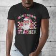 Santa's Favorite Teacher Groovy Christmas Teacher Boys Girls Men's V-Neck T-Shirt, Groovy Teacher Gifts, funny design