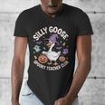 Silly Goose Spooky Teacher Club Halloween Witch Ghost Men's V-Neck T-Shirt, funny design