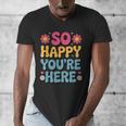 So Happy You’Re Here Groovy Retro Positivity Women Teacher Men's V-Neck T-Shirt, Groovy Teacher Gifts, funny design So Happy You’Re Here Groovy Retro Positivity Women Teacher Men's V-Neck T-Shirt, Groovy Teacher Gifts, funny design