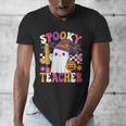 Spooky Teacher Ghost Pencil Teach Halloween Teacher Men's V-Neck T-Shirt, funny design