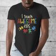 I Teach Awesome Kids Shirt Autism Special Education Teacher Men's V-Neck T-Shirt, funny design