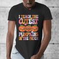 I Teach The Cutest Pumpkins Halloween Fall Teacher Women Men's V-Neck T-Shirt, funny design