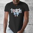 Teach Teacher Coquette Bow Pencil Back To School First Day Men's V-Neck T-Shirt, funny design Teach Teacher Coquette Bow Pencil Back To School First Day Men's V-Neck T-Shirt, funny design