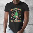 Teacher Christmas Shirts Pajama Matching Rockin' Around The Classroom -Adult Short Sleeve Small Modern Festive Christmas Teacher Xmas Vibes T-Shirt Men's V-Neck T-Shirt, funny design