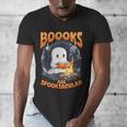Teacher Halloween Ghost Reading Book Animal Boooks Are Men's V-Neck T-Shirt, funny design