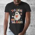 Teacher Halloween Trick Or Teach Floral Ghost Men's V-Neck T-Shirt, funny design