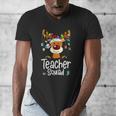 Teacher Squad Red Plaid Rudolph Reindeer Christmas Men's V-Neck T-Shirt, funny design