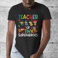 Teacher Of Tiny Superheroes Teach 100th Day Of School Men Women Girls Kids Men's V-Neck T-Shirt, funny design