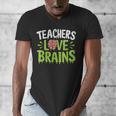 Teachers Love Brains Halloween Teacher Zombie Men's V-Neck T-Shirt, funny design Teachers Love Brains Halloween Teacher Zombie Men's V-Neck T-Shirt, funny design