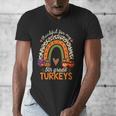 Thankful For My 5th Grade Turkeys Thanksgiving Teacher Men's V-Neck T-Shirt, funny design