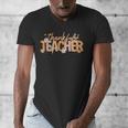 Thankful Teacher Autumn Fall Teacher Thanksgiving Youth Men's V-Neck T-Shirt, funny design