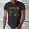 Tiny Human Security Preschool Childcare Teacher Babysitters Men's V-Neck T-Shirt, funny design