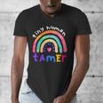 Tiny Human Tamer Watercolor Rainbow Daycare Teacher Men's V-Neck T-Shirt, funny design Tiny Human Tamer Watercolor Rainbow Daycare Teacher Men's V-Neck T-Shirt, funny design