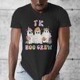 TK Boo Crew Retro Groovy Halloween Floral Ghost TK Teacher Men's V-Neck T-Shirt, Groovy Teacher Gifts, funny design TK Boo Crew Retro Groovy Halloween Floral Ghost TK Teacher Men's V-Neck T-Shirt, Groovy Teacher Gifts, funny design