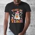 Trick Or Teach Cute Floral Ghost Teacher Halloween Costume Men's V-Neck T-Shirt, funny design Trick Or Teach Cute Floral Ghost Teacher Halloween Costume Men's V-Neck T-Shirt, funny design
