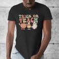 Trick Or Teach Pumpkin Candy Corn Ghost Halloween Teacher Men's V-Neck T-Shirt, funny design Trick Or Teach Pumpkin Candy Corn Ghost Halloween Teacher Men's V-Neck T-Shirt, funny design