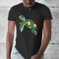 Turtle Puzzle Pieces For Autism Awareness Kids Women Teacher Men's V-Neck T-Shirt, funny design Turtle Puzzle Pieces For Autism Awareness Kids Women Teacher Men's V-Neck T-Shirt, funny design