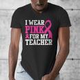 I Wear Pink For My Teacher Breast Cancer Awareness Men's V-Neck T-Shirt, funny design I Wear Pink For My Teacher Breast Cancer Awareness Men's V-Neck T-Shirt, funny design