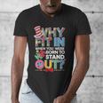 Why Fit In Doctor Teacher Cat In Hat Cool Autism Awareness Men Women Kids Men's V-Neck T-Shirt, funny design
