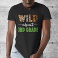 Wild About 3rd Grade Teacher Student Third Grade Zoo Safari Men Women Girls Kids Men's V-Neck T-Shirt, funny design