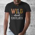 Wild About Kindergarten Teacher Leopard Print Men's V-Neck T-Shirt, funny design