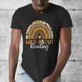 Wild About Reading Teacher Back To School Leopard Rainbow Men's V-Neck T-Shirt, funny design