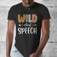 Wild About Speech SLP Leopard Teacher Back To School Kids Men's V-Neck T-Shirt, funny design
