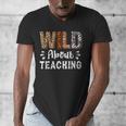 Wild About Teaching Teacher Lover Animals Leopard Zebra Men's V-Neck T-Shirt, funny design Wild About Teaching Teacher Lover Animals Leopard Zebra Men's V-Neck T-Shirt, funny design