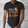 Will Trade Students For Candy Halloween Costume Teacher Men's V-Neck T-Shirt, funny design