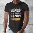 Will Trade Students For Candy Teacher Cute Halloween Men's V-Neck T-Shirt, funny design