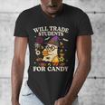 Will Trade Students For Candy Teacher Ghost Halloween Men's V-Neck T-Shirt, funny design Will Trade Students For Candy Teacher Ghost Halloween Men's V-Neck T-Shirt, funny design