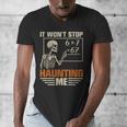 I Won't Stop Haunting Me Skeleton 6 7 Meme Teachers Men's V-Neck T-Shirt, funny design I Won't Stop Haunting Me Skeleton 6 7 Meme Teachers Men's V-Neck T-Shirt, funny design