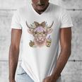 Cute Floral Highland Cow Back To School For Women Teacher Men's V-Neck T-Shirt, funny design