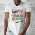 Cute Hello Second Grade Back To School Coquette Teacher Girl Men's V-Neck T-Shirt, funny design Cute Hello Second Grade Back To School Coquette Teacher Girl Men's V-Neck T-Shirt, funny design