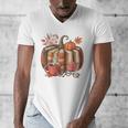 Fall Book Pumpkin Retro Reading Halloween Teacher Men's V-Neck T-Shirt, funny design