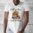 Fall In Love With Reading Book Autumn Teachers Pumpkins Men's V-Neck T-Shirt, funny design Fall In Love With Reading Book Autumn Teachers Pumpkins Men's V-Neck T-Shirt, funny design