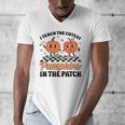 Groovy I Teach The Cutest Pumpkins In The Patch For Teacher Men's V-Neck T-Shirt, Groovy Teacher Gifts, funny design Groovy I Teach The Cutest Pumpkins In The Patch For Teacher Men's V-Neck T-Shirt, Groovy Teacher Gifts, funny design