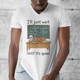 Halloween Teacher I'Ll Just Wait Until It's Quiet Men's V-Neck T-Shirt, funny design