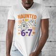Haunted 67 Ghost Math Teacher Halloween Costume Math Pun Men's V-Neck T-Shirt, funny design