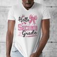 Hello Second Grade First Day Of School Coquette Teacher Girl Men's V-Neck T-Shirt, First Grade Teacher Gifts, funny design Hello Second Grade First Day Of School Coquette Teacher Girl Men's V-Neck T-Shirt, First Grade Teacher Gifts, funny design