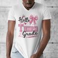 Hello Third Grade First Day Of School Coquette Teacher Girl Men's V-Neck T-Shirt, First Grade Teacher Gifts, funny design Hello Third Grade First Day Of School Coquette Teacher Girl Men's V-Neck T-Shirt, First Grade Teacher Gifts, funny design