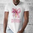I'm Literally Just a Teacher Pencil Coquette Bow School Men's V-Neck T-Shirt, funny design I'm Literally Just a Teacher Pencil Coquette Bow School Men's V-Neck T-Shirt, funny design
