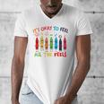 Its Okay To Feel All The Feels Mood Color Crayons Teacher Men's V-Neck T-Shirt, funny design Its Okay To Feel All The Feels Mood Color Crayons Teacher Men's V-Neck T-Shirt, funny design
