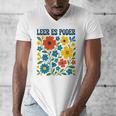 Leer Es Poder Cute Floral Boho Spanish Teacher Reading Men's V-Neck T-Shirt, funny design Leer Es Poder Cute Floral Boho Spanish Teacher Reading Men's V-Neck T-Shirt, funny design