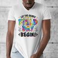 Let The Games Field Day Begin Tie Dye Adults Teacher Kids Men's V-Neck T-Shirt, funny design