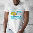Librarian Teacher Dive Into A Good Book Reading Premium Tri-Blend Men's V-Neck T-Shirt, funny design