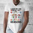 Love Job For Little Reasons Daycare Teacher Graphic Men's V-Neck T-Shirt, funny design Love Job For Little Reasons Daycare Teacher Graphic Men's V-Neck T-Shirt, funny design
