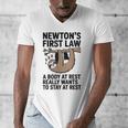 Newtons First Law Physics Jokes Science Teacher Men's V-Neck T-Shirt, Science Teacher Gifts, funny design